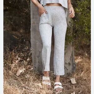 Free People Movement Fab Flare Pants in Heather Grey size Medium Ribbed Bottoms